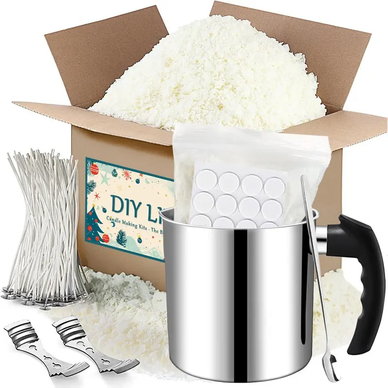 DIY Soy Candle Making Kit for Beginners, Complete Home Candle Craft Supplies Set with Melting Pot, Soy Wax, Candle Wicks, Wick Holders, Wick Stickers & Stirring Spoon, Hand‑Made Gift Making for Home Hobby Project