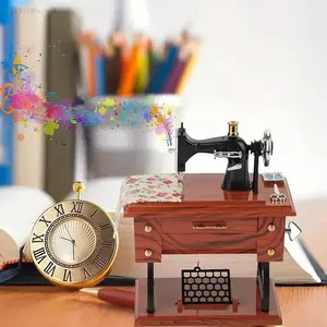 Vintage Sewing Machine Design Music Box, 1 Count Retro Sewing Machine Music Box, Home Decor Ornament, Ideal Gift for Birthday & Christmas-YYFFPineCraft4