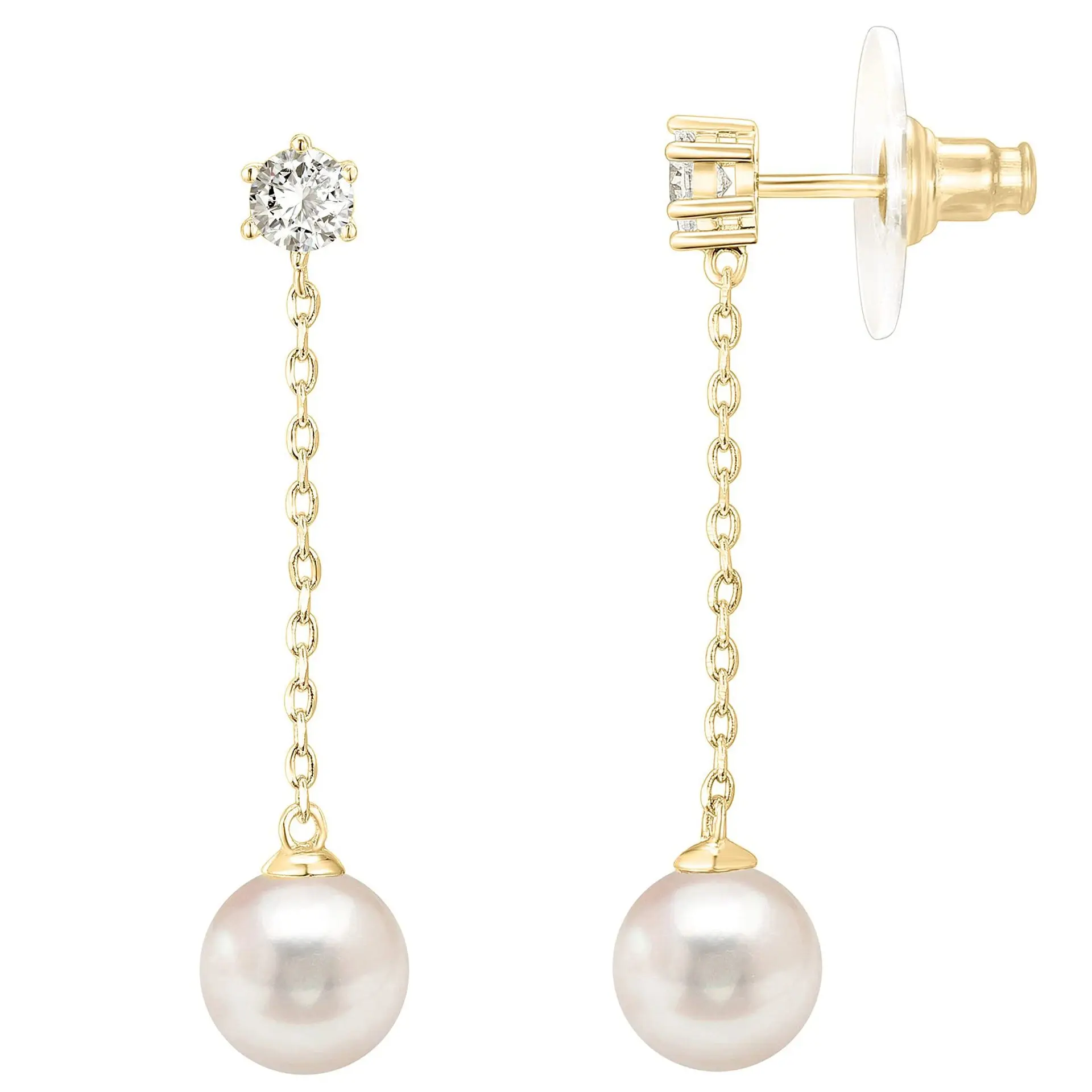 14K Gold Plated Pearl Drop Dangle Earrings for Women, Bridal Earrings | Hypoallergenic Earrings Silver Plated Shiny Cubic Zirconia Elegant Pearl Earrings for Brides and Bridesmaids Birthday Wedding Engagement Anniversary Jewelry