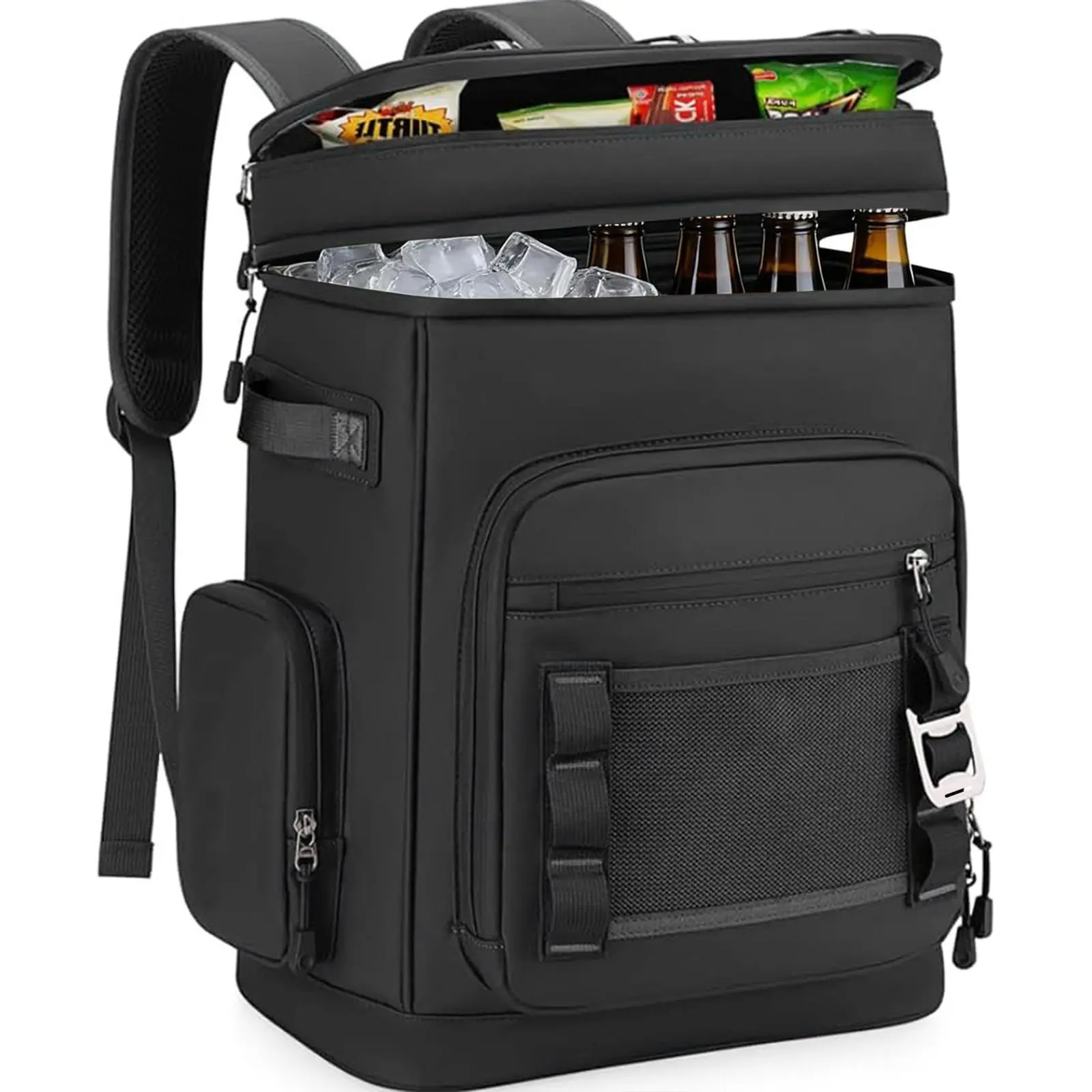 35–40 Can Insulated Cooler Bag, Portable Outdoor Cooler Backpack with Padded Top Handle, Mesh Pocket, Leakproof Thermal Design, Ideal for Camping, Picnic