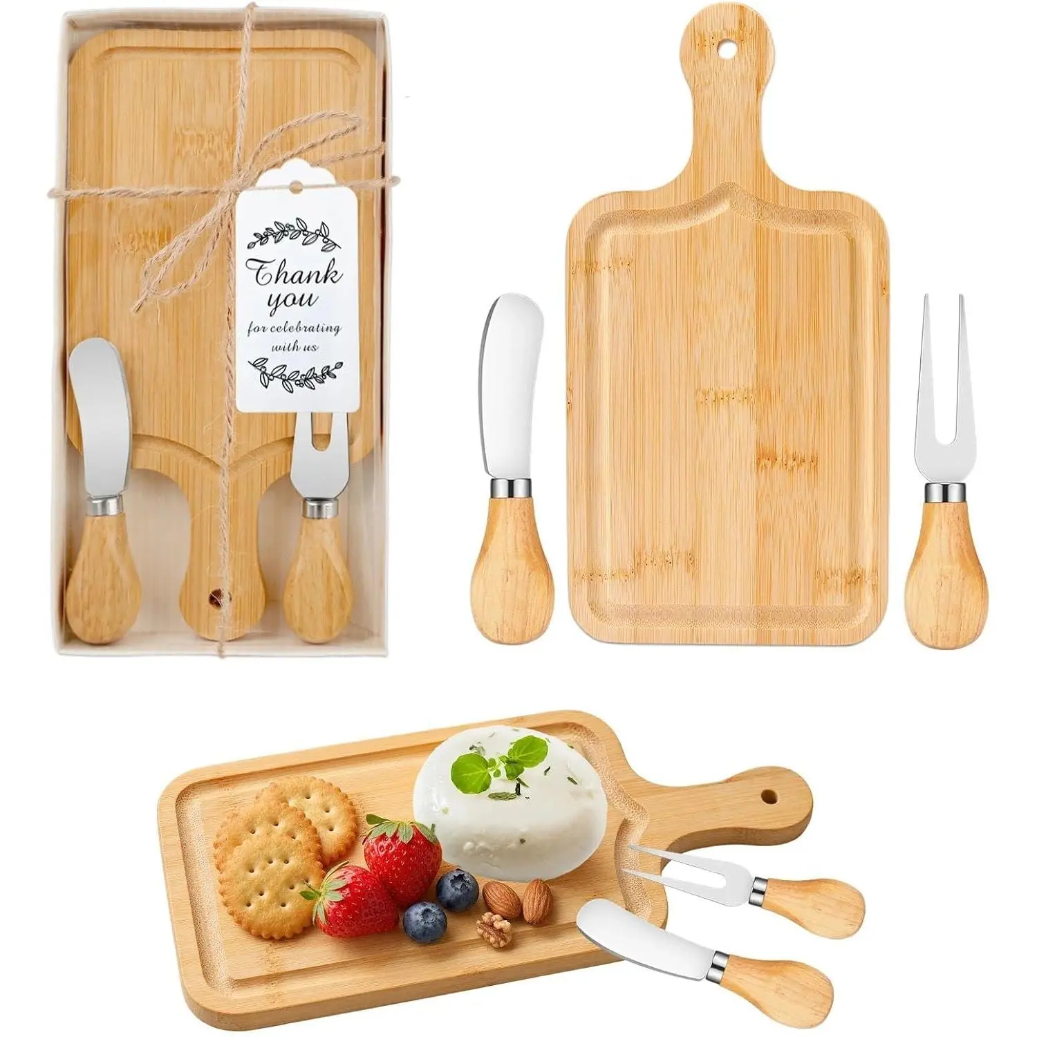 1 Set  Shower Prizes for  Winners Mini Charcuterie Boards Set |  Bridal Shower Gifts for Guests, Wedding Favor Small Cheese Board  Set with , Forks, Thank You Card & Box