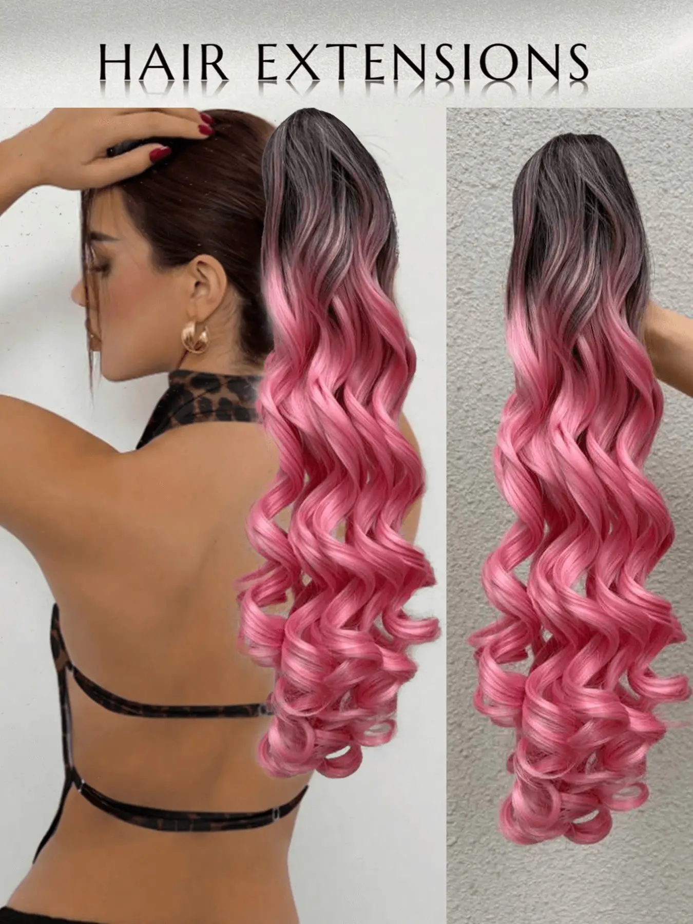 Hair Extensions 20-Inch Synthetic, /gold/dark / Wavy, Drawstring Ponytail Clip, Ideal for Women's Parties and Daily Wear