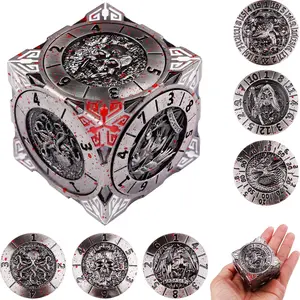 7 in 1 Six-sided Square Dice, 1 Count Creative Metal Durable Role-playing Game Dice, Tabletop Entertainment Games Supplies