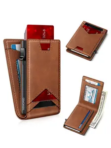Men's Ultra-Thin Wallet with Money Clip & ID Window, RFID Blocking Aluminum Business Card Holder, Credit Card Holder, Fits 9-13 Cards, All Seasons, Rfid Card Slots
