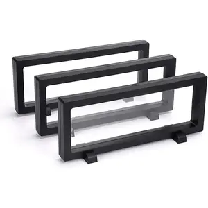 3 count  Floating Display Case, Black Display Stand Holder 9"x3.54"x0.75"(LxWxH Suspension Frame for  Medallion, Antique  , Chip, , Pin