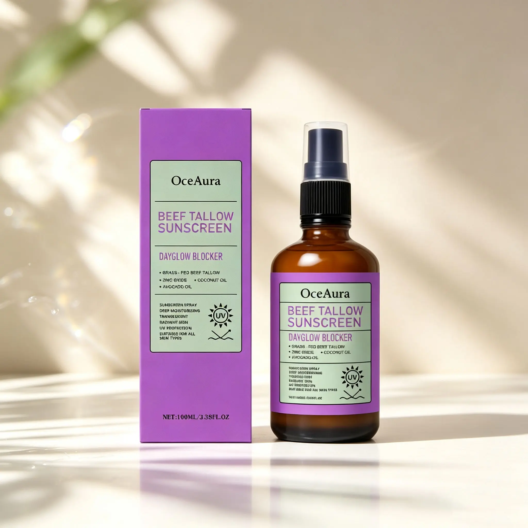 Oceaura Coconut Oil Protection Spray, Outdoor Summer Moisturizing Nourishing Skin Care, Lightweight Refreshing Skincare Spray 100ML/box