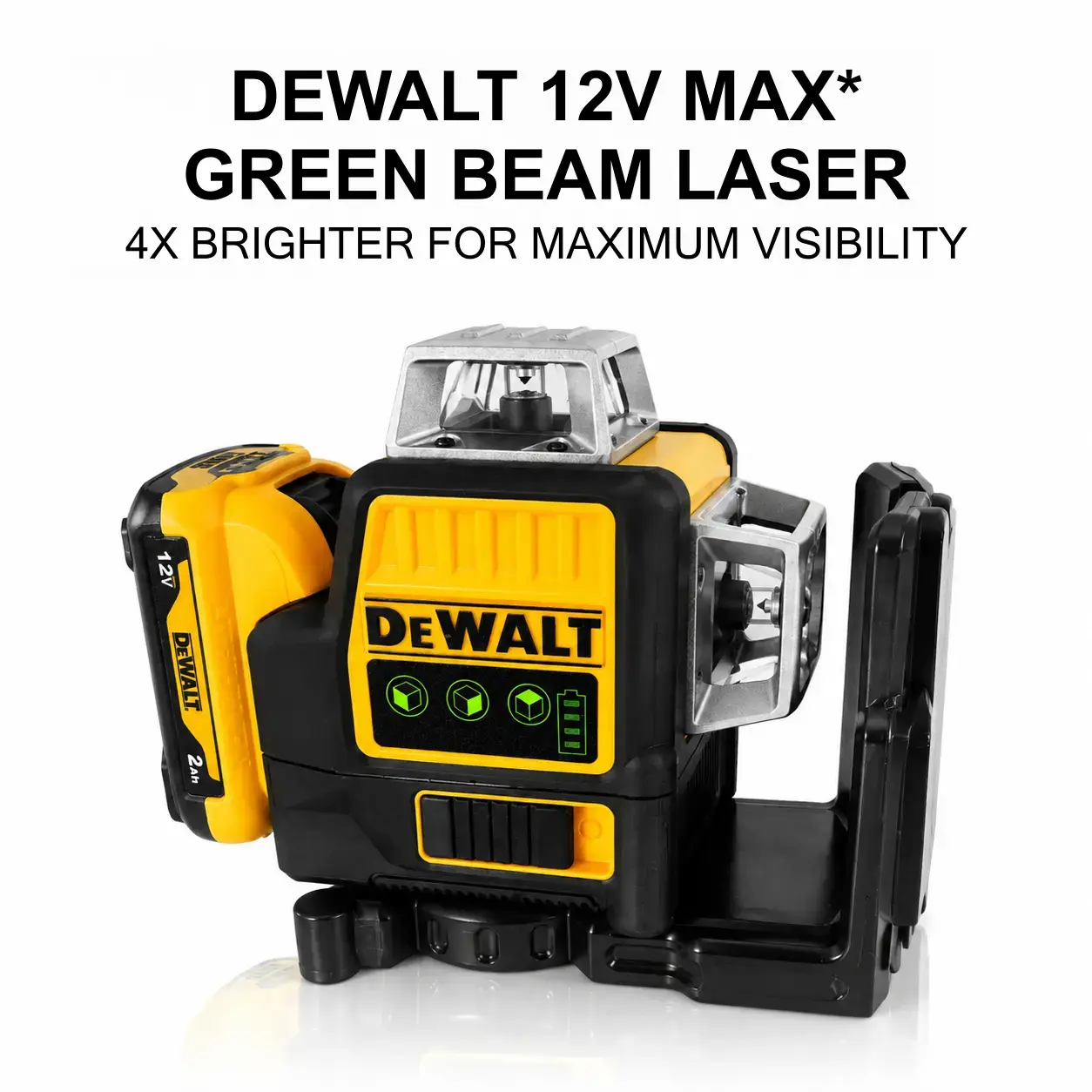 DeWalt 089 Green Beam Laser Level - 12V MAX Cordless, Auto-Leveling, IP65 Rated, High Precision 3D Cross Line Layout Instrument with Integrated Magnetic Bracket, 2.0Ah Battery Packs for Drywall, Steel Studs