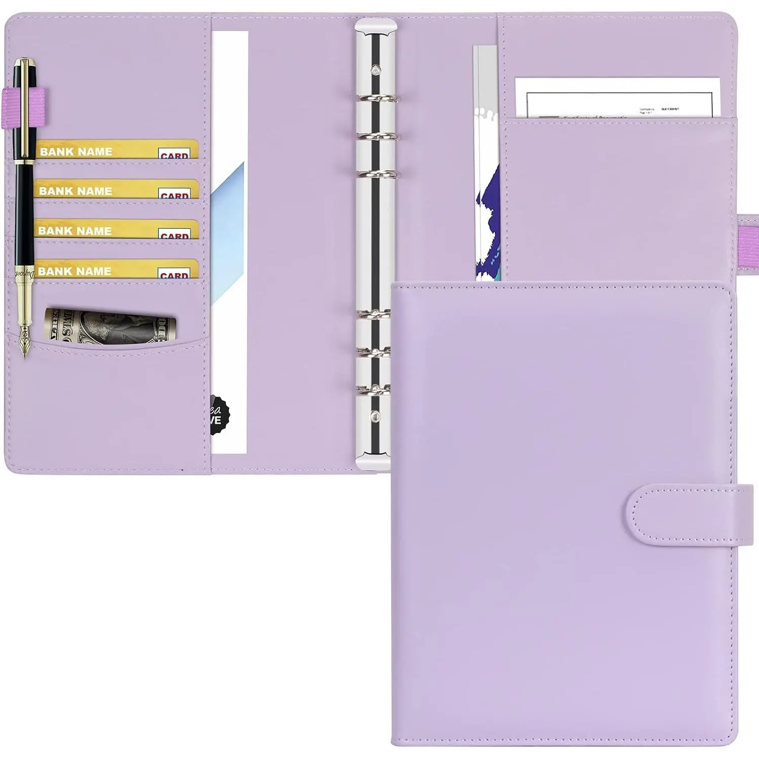 A5 Binder 6 Ring Personal Organizer Planner Binder Cover Makaron  Portfolio Folder for Women with Macaron Colors,6 Ring A5 Binder