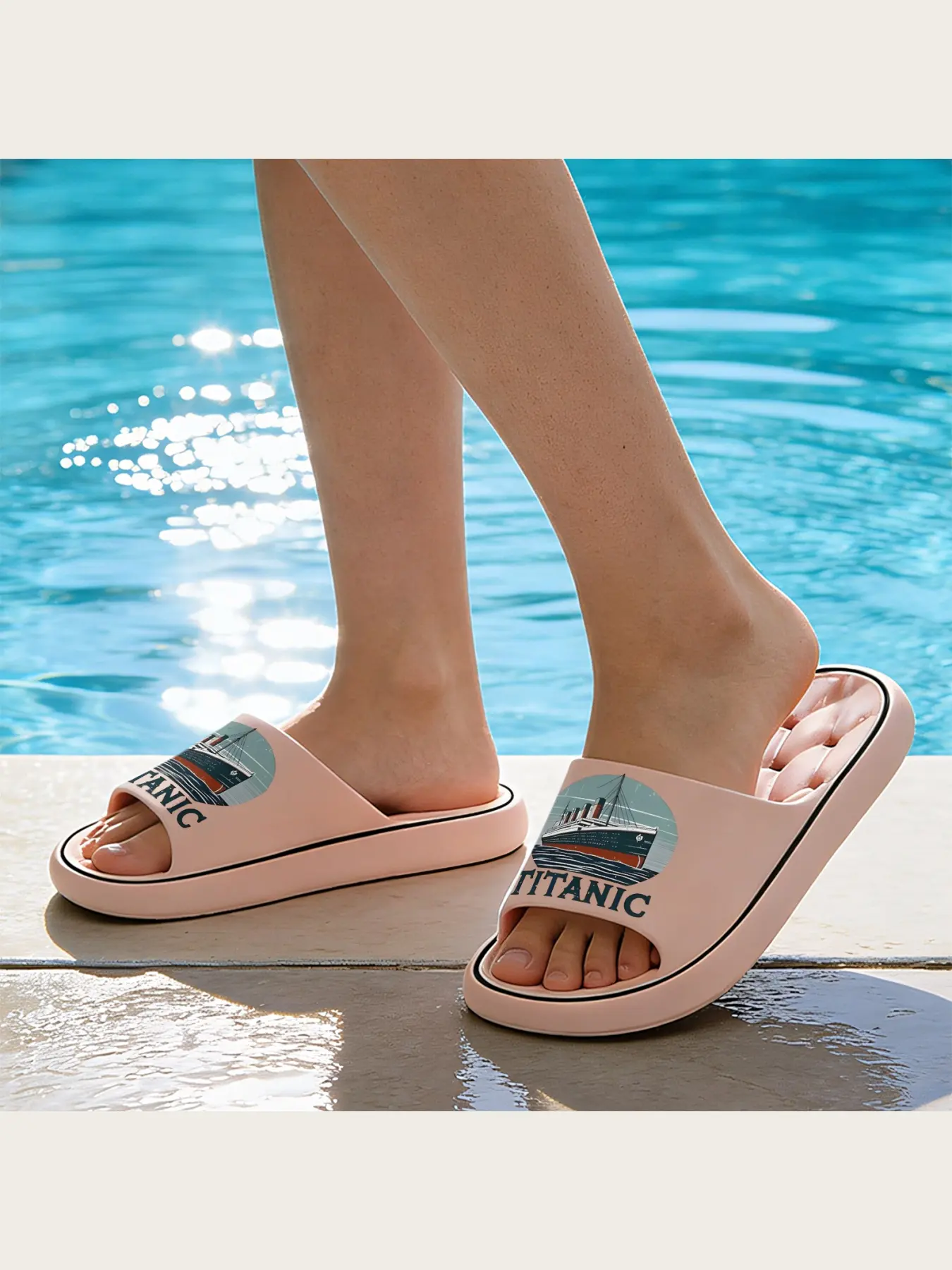 Titanic Ship Vintage Ocean Liner Printed Comfortable Non-Slip Slippers Men Women Retro Cruise Boat Themed Indoor Home Footwear Lightweight Soft Sole Casual Shoes