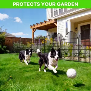 No-Dig Metal Garden Fence - Decorative Outdoor Animal Barrier - Rustproof, Easy Install, Black - Yard, Patio, Dog Playpen - 40in H x 23.6ft L - 10 Pack Without Door