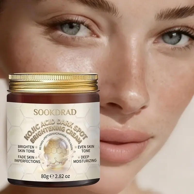 Kojic Acid Dark Spot Brightening Cream, Collagen + Retinol + Peptides + Niacinamide, Enhances Skin Elasticity, 80g, Dry Sensitive Skin, Night Care, Moisturizing