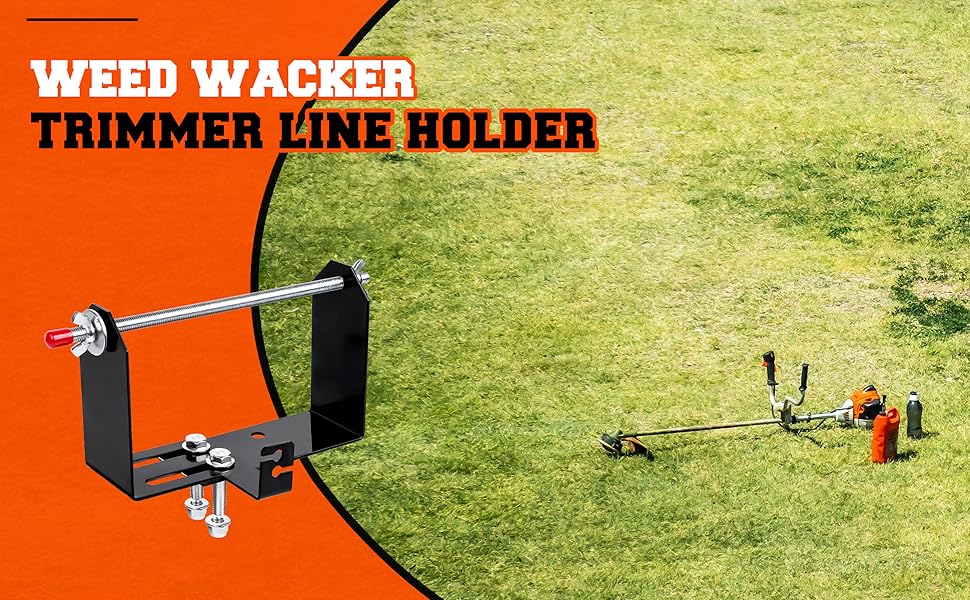 1 Pack Weed Wacker Trimmer Line Holder,Line Spool Rack,Adjustable Width Bracket,with Mounting Hardware,Supports 3 & 5 Pound Spools, for Landscape Trailer Organization Accessories
