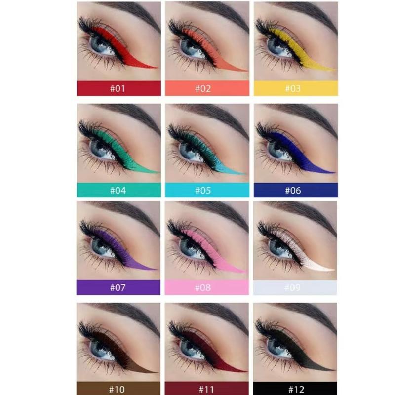 Ultra-Fine Tip 12-Color Liquid Eyeliner | HANDAIYAN - Matte Waterproof Smudge-Proof, Long-Wearing Bright Cat Eye for Daily Makeup Cosmetic