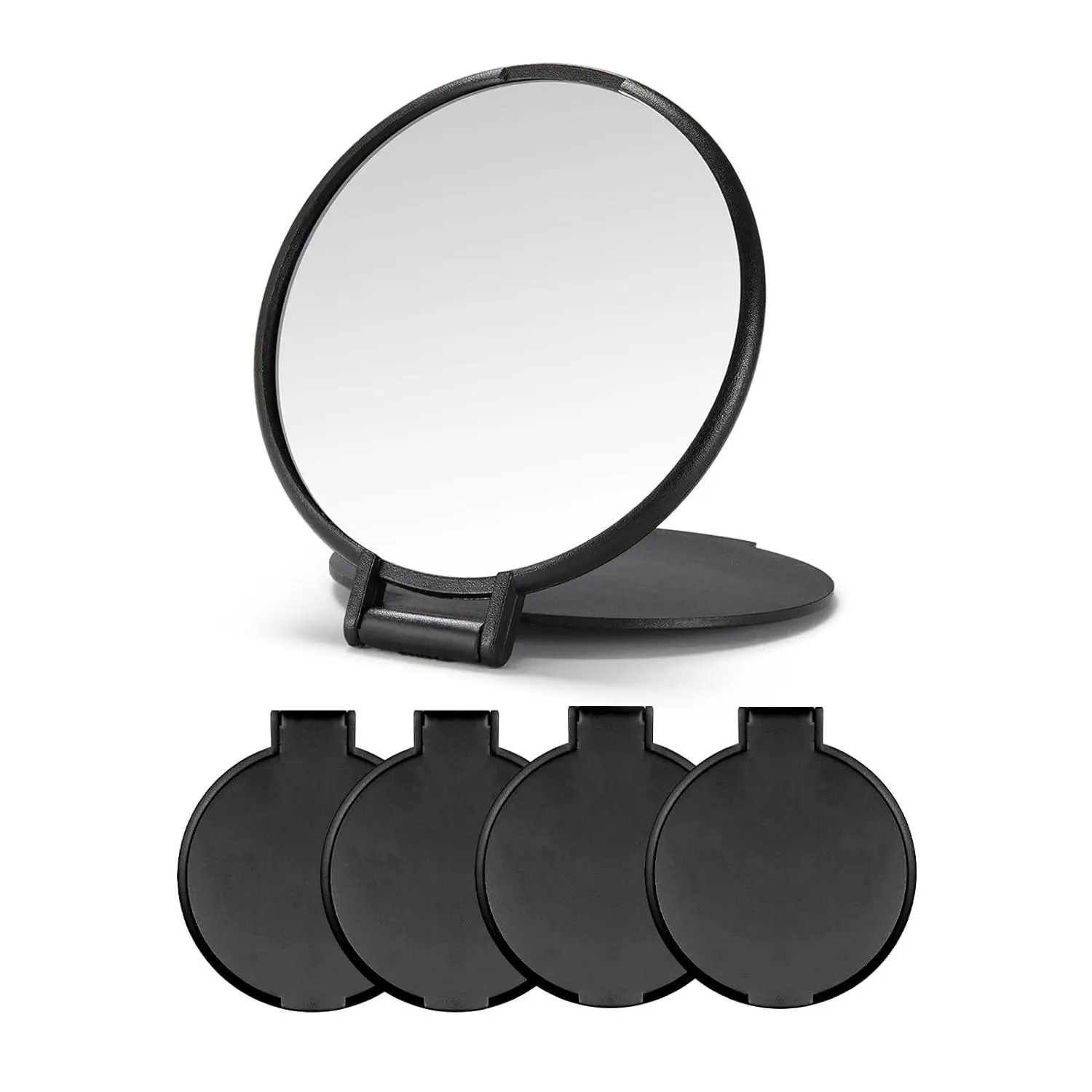 4 Pack Compact Mirrors Bulk for Party Favors Purse Travel, Black