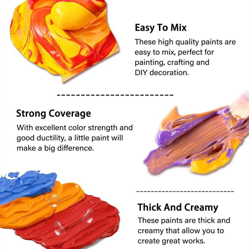 Colorful Fabric Paint Set, 12/24 Colors Fabric Paint with Brushes, Non-toxic Slick Painting Set for Adults, Beginner & Artists, Diy Painting Supplies