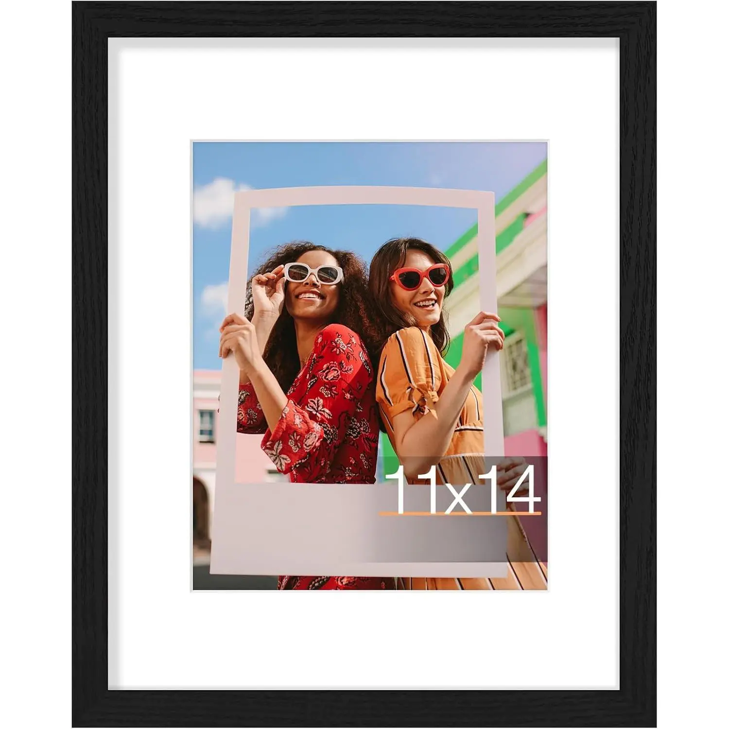 11x14 Picture Frame, Matted for 8x10 Photos, Black