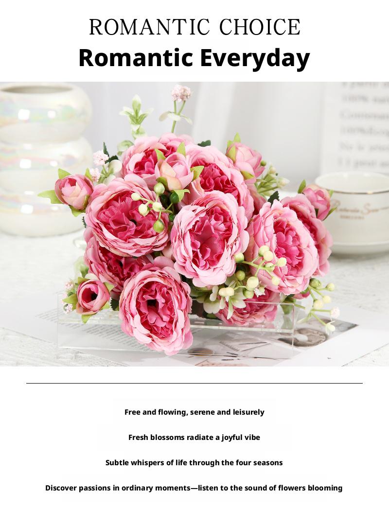 Elegant and noble artificial peony flowers for weddings, home decoration, and photography at weddings, holidays, parties, and events.Artificial flowers.Artisan-Crafted Real-Touch Silk Peony Table Centerpiece Bouquet - ~12" x 9"