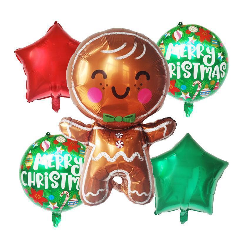 5pcs Merry Christmas Balloons Decoration Cute Snowman Santa Xmas Tree Balloon For New Year 2025 Home Ornaments Globos Noel Gifts