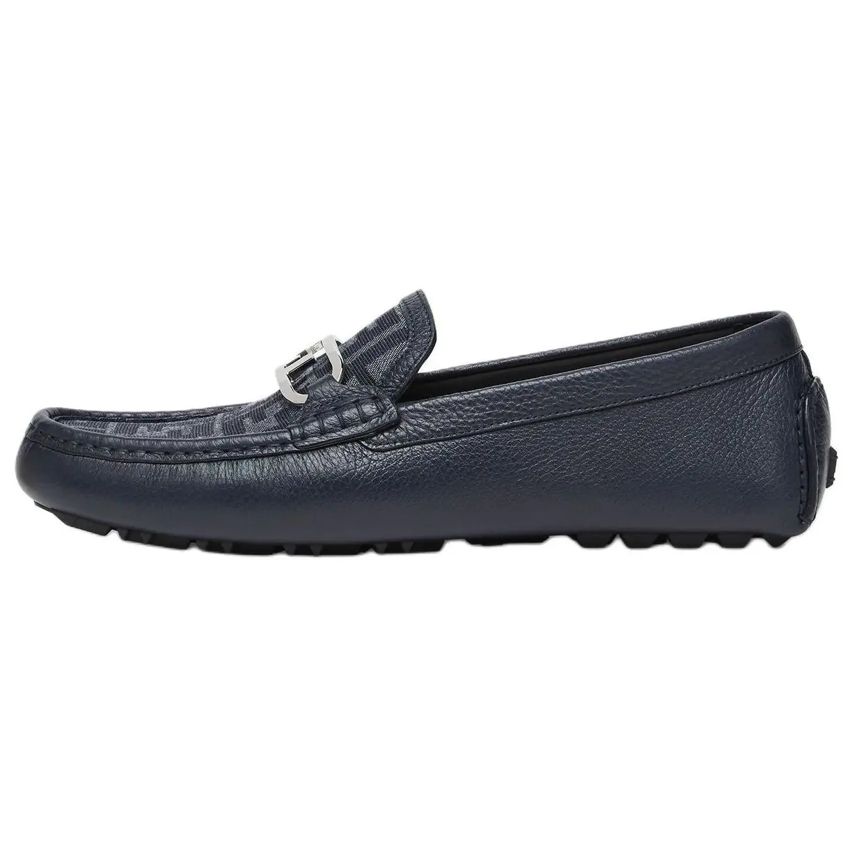 FENDI O'Lock Men's Blue Calfskin Leather Slip-On Loafers - Round Toe, Soft Cotton Footwear, Maison Mihara Verifiable with Credentials for Global Authentication