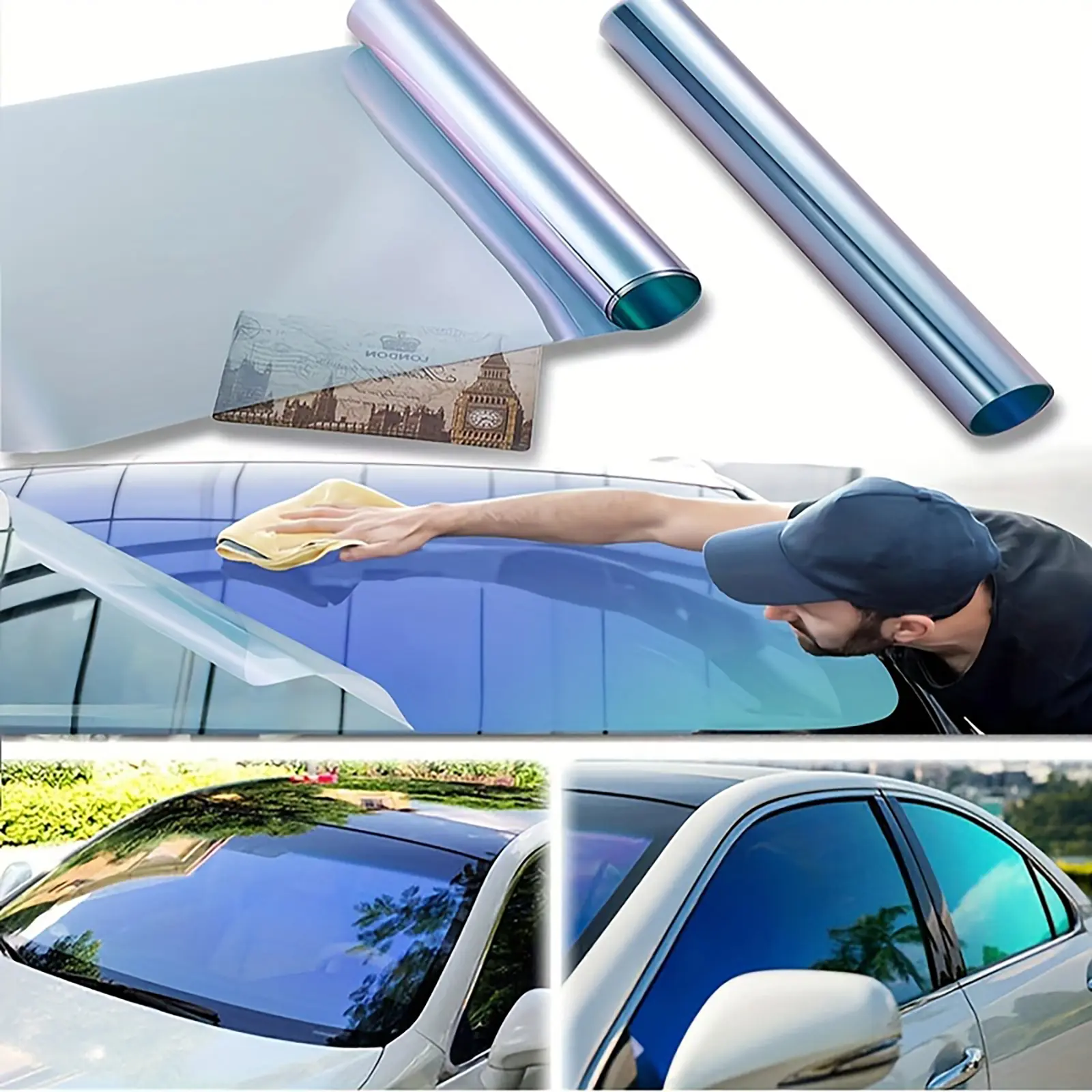 Yitape 50x300cm Chameleon Car Window Film, 60% Transparency Sunshade Insulation, UV Protection, Scratch-Resistant DIY Car Film, Window Film Sun Blocking