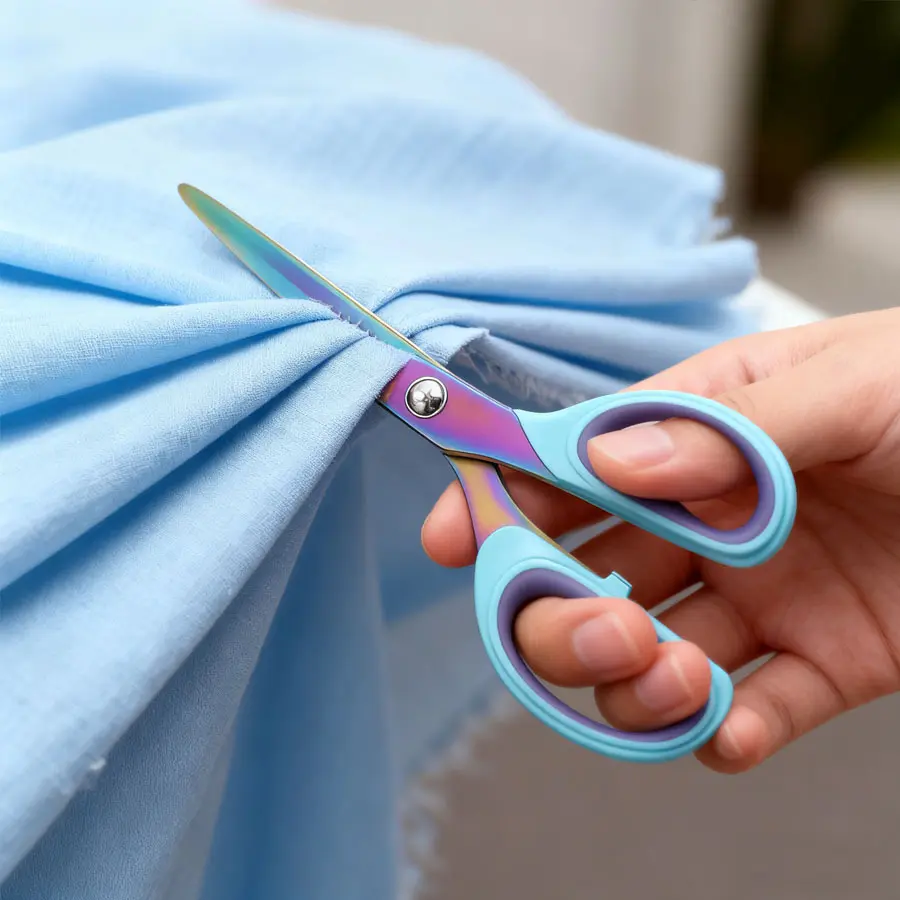 1pc, Heavy Duty Professional Sewing Scissors - Titanium Coated Stainless Steel Sharp Blades, Rainbow Scissors with Ergonomic Handle, Suitable for Tailoring, Patchwork, Fabric, Leather And Handicrafts - Right-Hand Threading Tailor Scissors