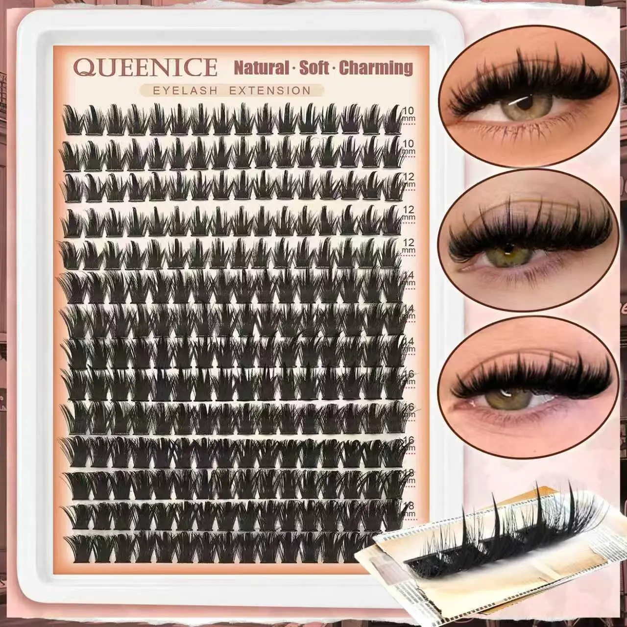 80D Spiky Cluster Lashes, D Curl Manga Cat Eye Lash Extensions, 10-18mm Mixed Length, Soft Lightweight, Reusable False Eyelashes, Salon Volume Look