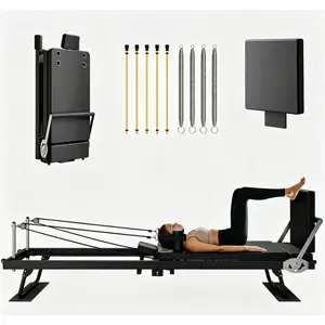 Pilates Reformer, Foldable Reformer Pilates Machine & Equipment for Home Use and Gym Workout, Suitable for Advanced and Beginners Users, Up to 400 lbs Weight Capacity