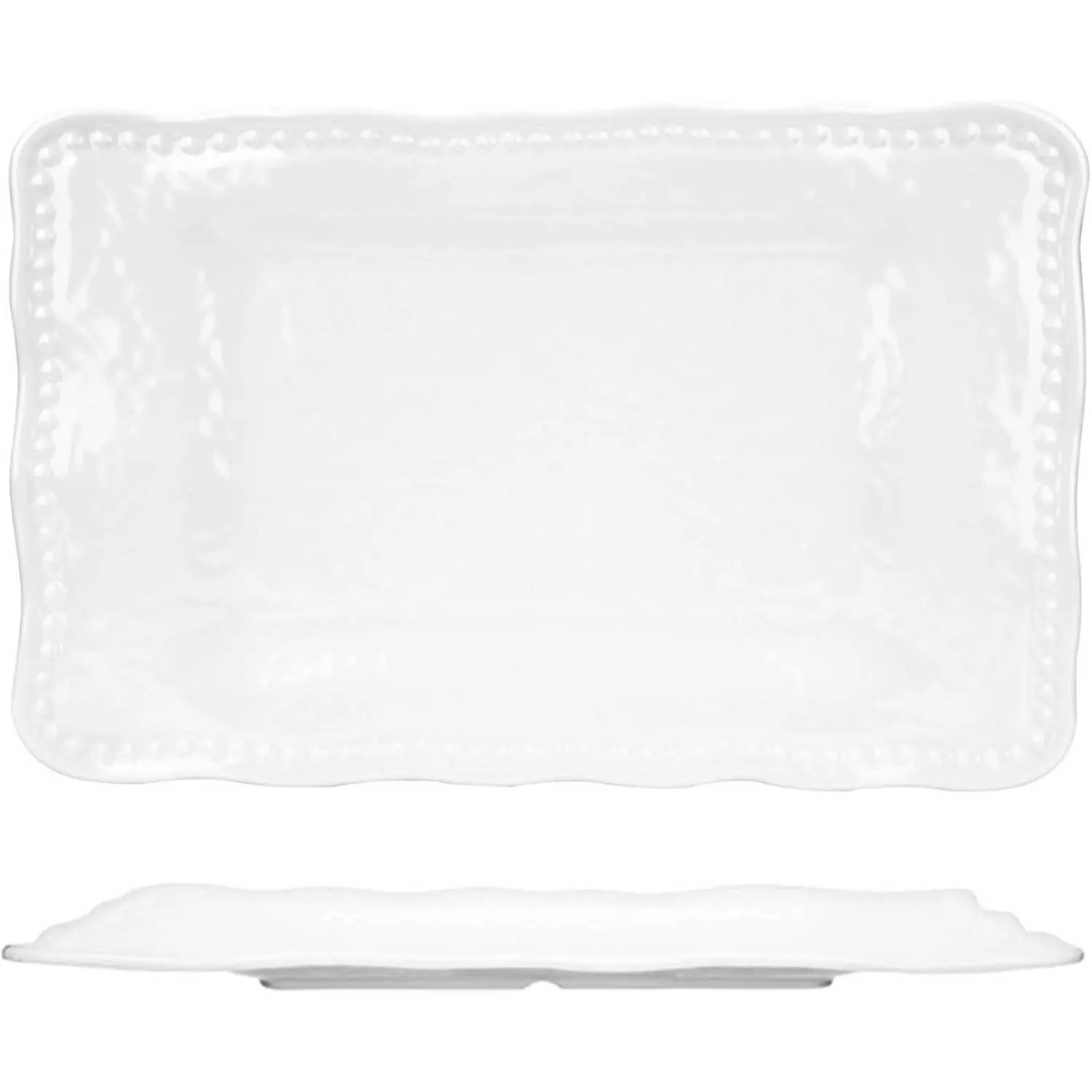 KOXIN-KARLU Melamine Trays, 17-inch Serving Trays and Platters, Set of 2 White