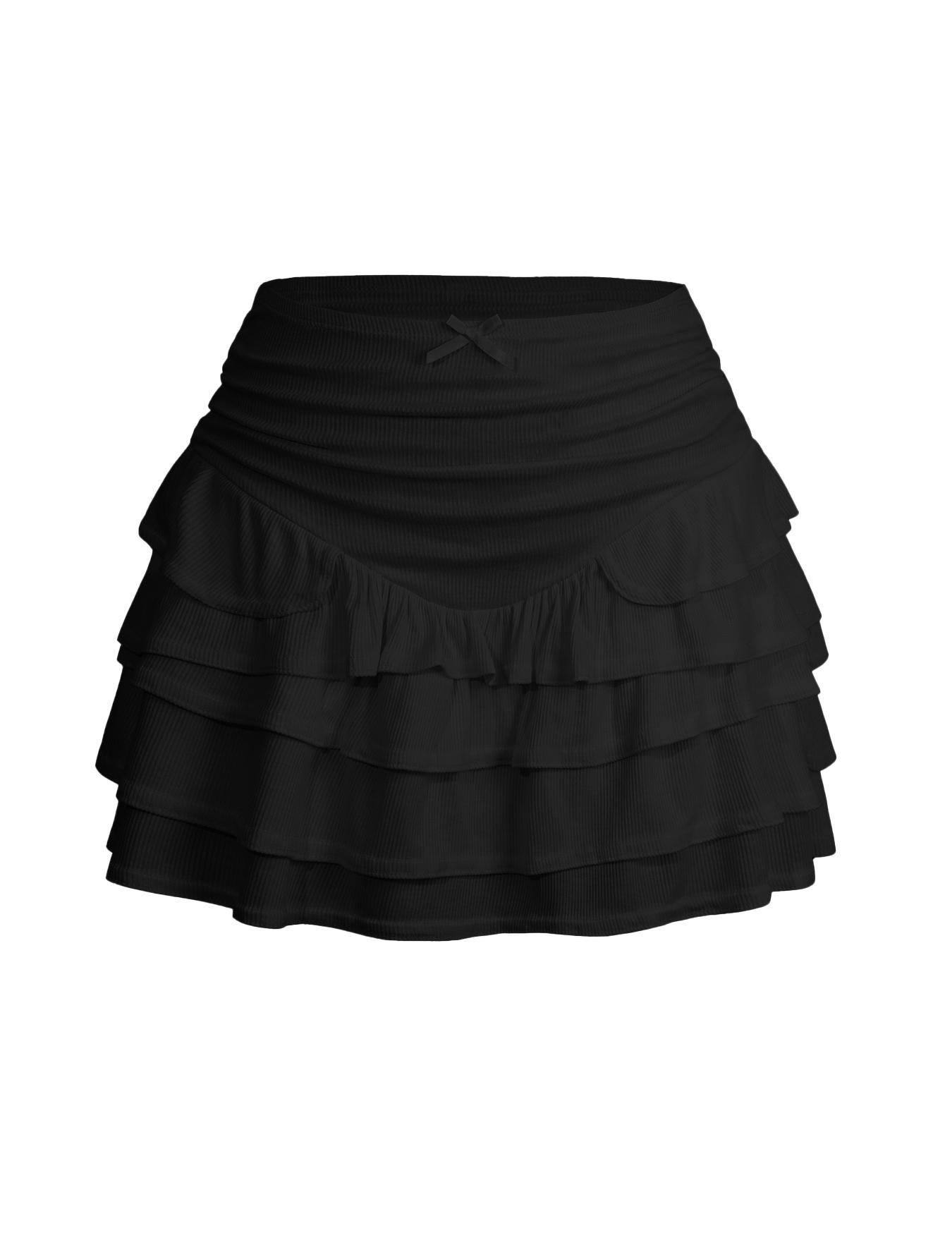 Spring and Summer Y2K Sexy Casual Ruffle High Waist Bow Half Skirt Mini Skirt