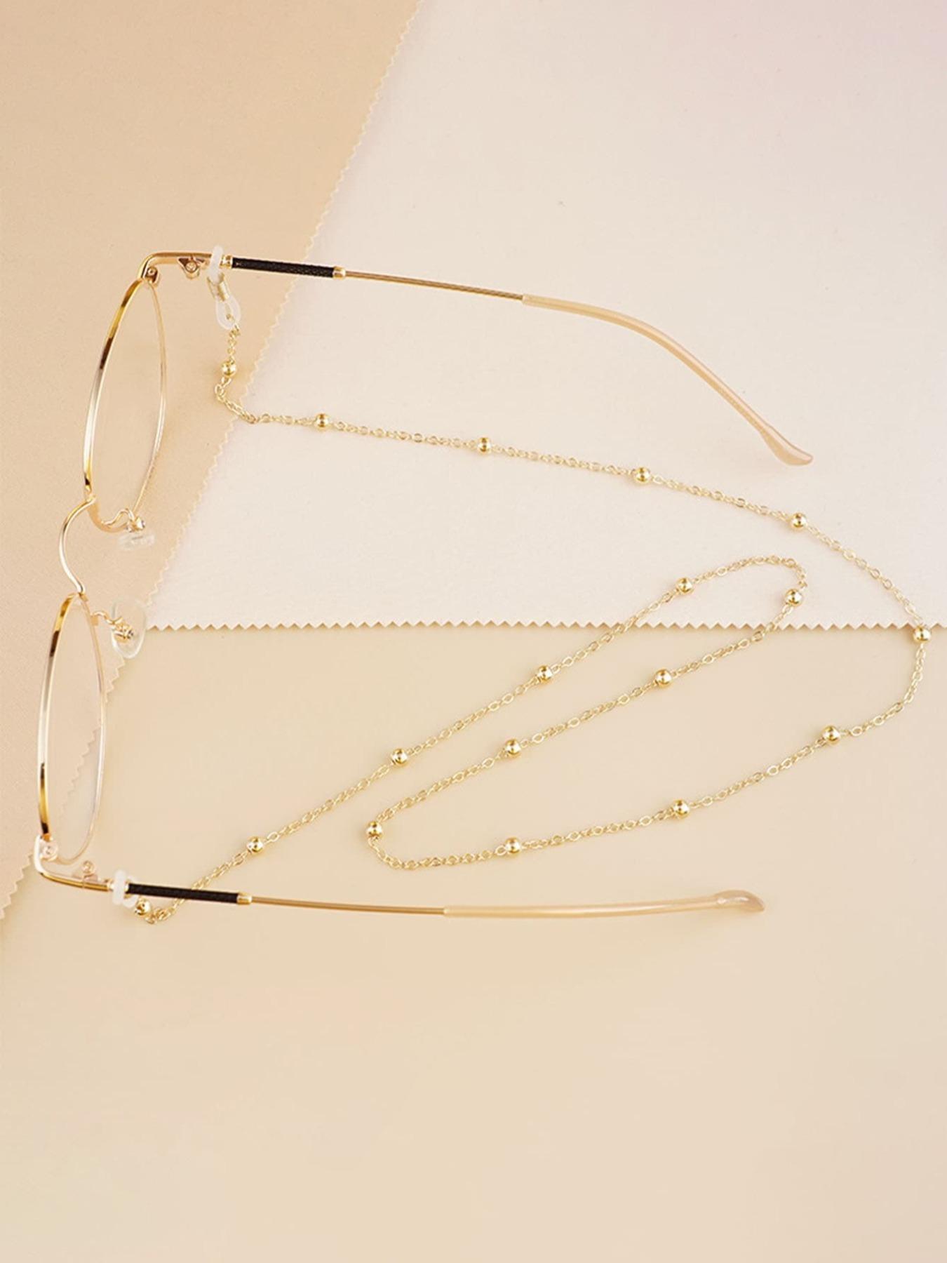 Minimalist Temperament Ball Decor Metal Glasses Chain, Anti-slip Glasses Mask Hanging Chain, Fashion Eyewear Accessories for Women & Girls