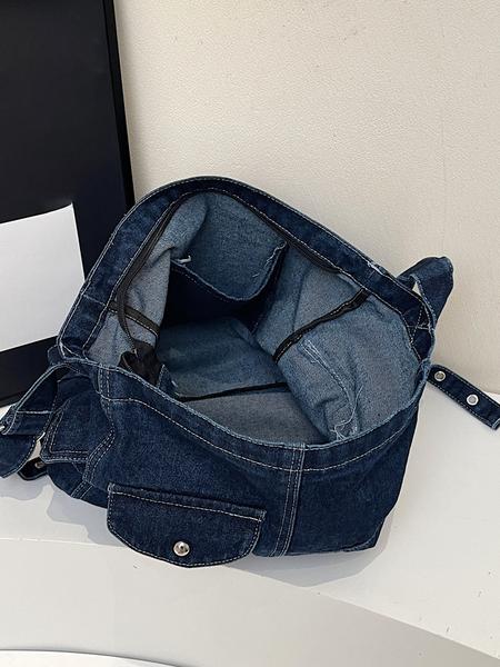 Simple retro denim shoulder bag, multi-pocket workwear style messenger bag, washed and distressed craftsmanship, retro casual messenger bag, Denim crossbody bags, suitable for daily commuting, shopping, outdoor travel, etc.