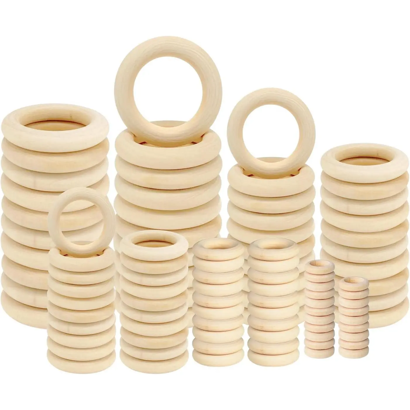 100 count Unfinished  Wooden Rings for Crafts,  Rings for DIY, Pendant Connectors,  Making, Macrame Supplies