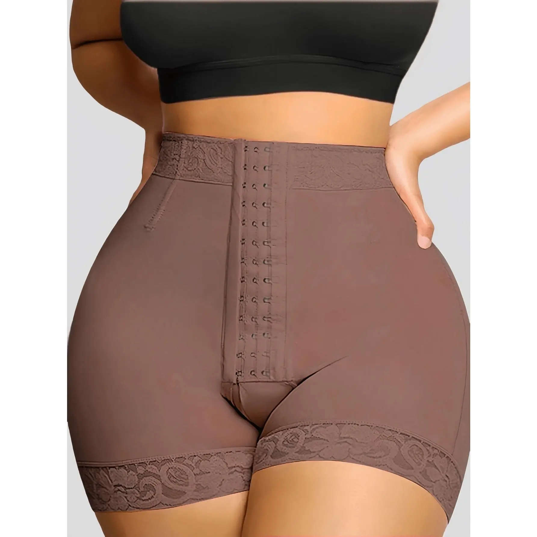 Women's High-Waist Tummy Control Shapewear Shorts, Body Contouring Compression Underwear with Butt Lift, Print, Sequins, Elastane-Polyester Blend, Adjustable Strap, Retro, Brief Cut, Zipper, Hand-Washable