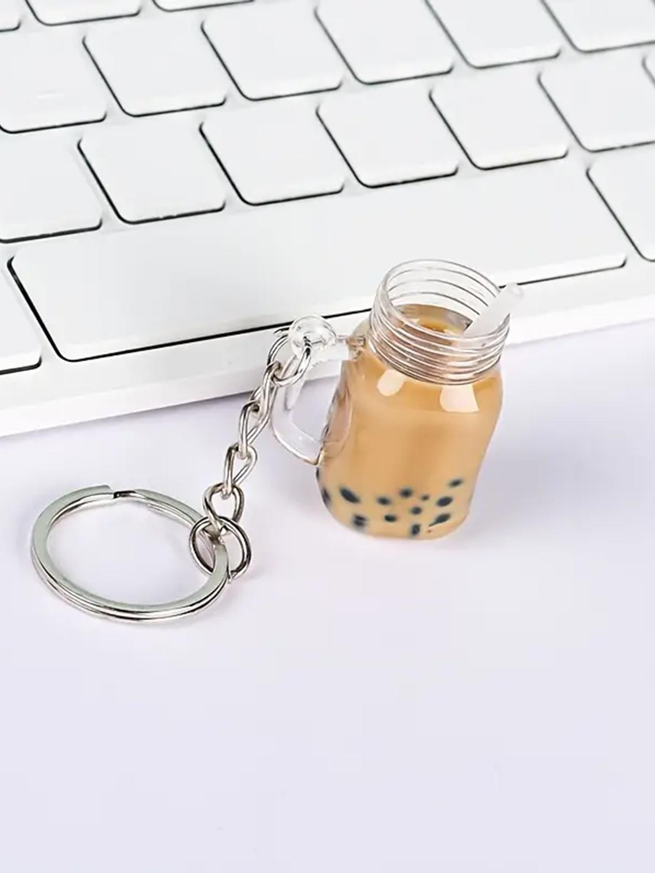 Cute Bubble Tea Bottle Shaped Keychain, Creative Keychain for Car, Key Ring Gift for Best Friend, Mini Bestie Bag Car Key Ring Pendant Ornament, Key Fob, Keychain for bags