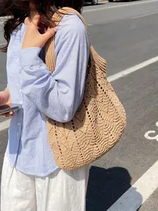 Boho Style Woven Straw Crossbody Bag, Lightweight Breathable Daily Commute Multi-Scene Casual Shoulder Bag, Summer Boho Fashion Handbag