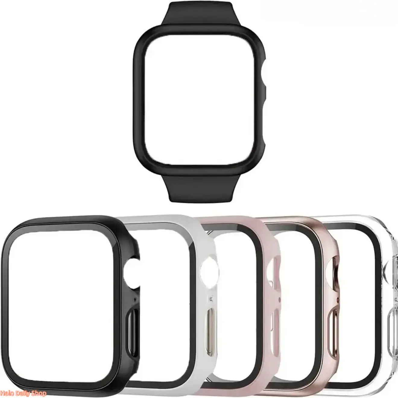 5-Piece Protective Smartwatch Cover Set 1 (Without Watch) - Smartwatch Accessories, Wearable Tech Accessories, PC Material, Tempered Glass Anti-Drop Touchscreen Protection, Compatible with Series 1-10, SE, Ultra, Ideal for Sports, Outdoor Activities