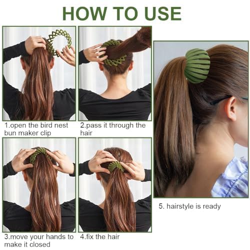 Bird Nest Magic Hair Clip - Expandable Hair Bun Maker Hair Accessories for Women Ponytail Holder Hair Bun Clip for Thin Thick Fine Curly Hair, Plastic Hair Barrettes Hair Scrunchies Bird Nest Magic Hair Clip - Expandable Hair Bun Maker Hair Accessories for Women Ponytail Holder Hair Bun Clip for Thin Thick Fine Curly Hair, Plastic Hair Barrettes Hair Scrunchies