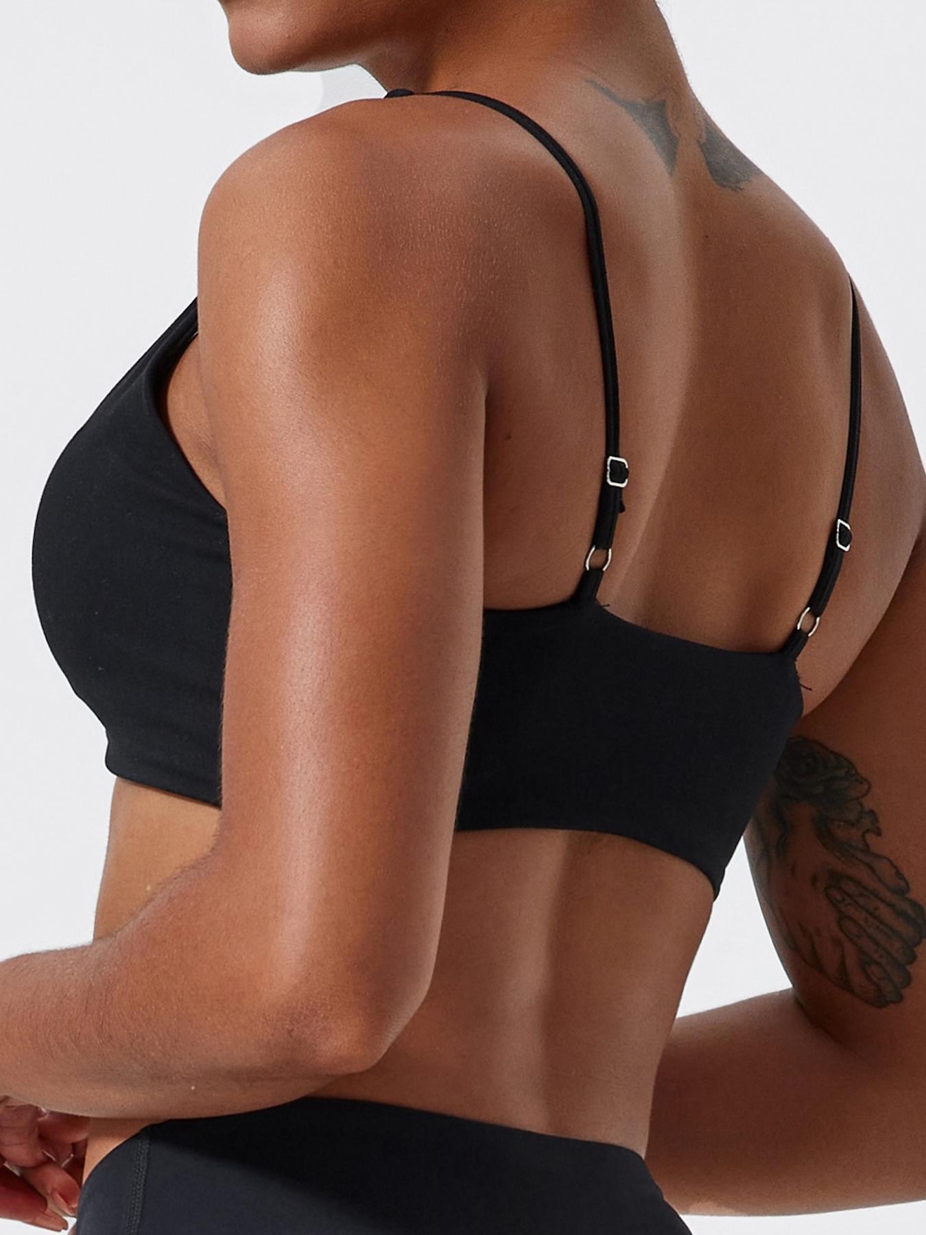 Women's Solid Twist Front Sports Bra, Casual Comfy Breathable High Stretch Yoga Bra, Ladies Sportswear for Indoor Outdoor Wear, Gym Clothes, Activewear, Workout Clothes, Workout Bras
