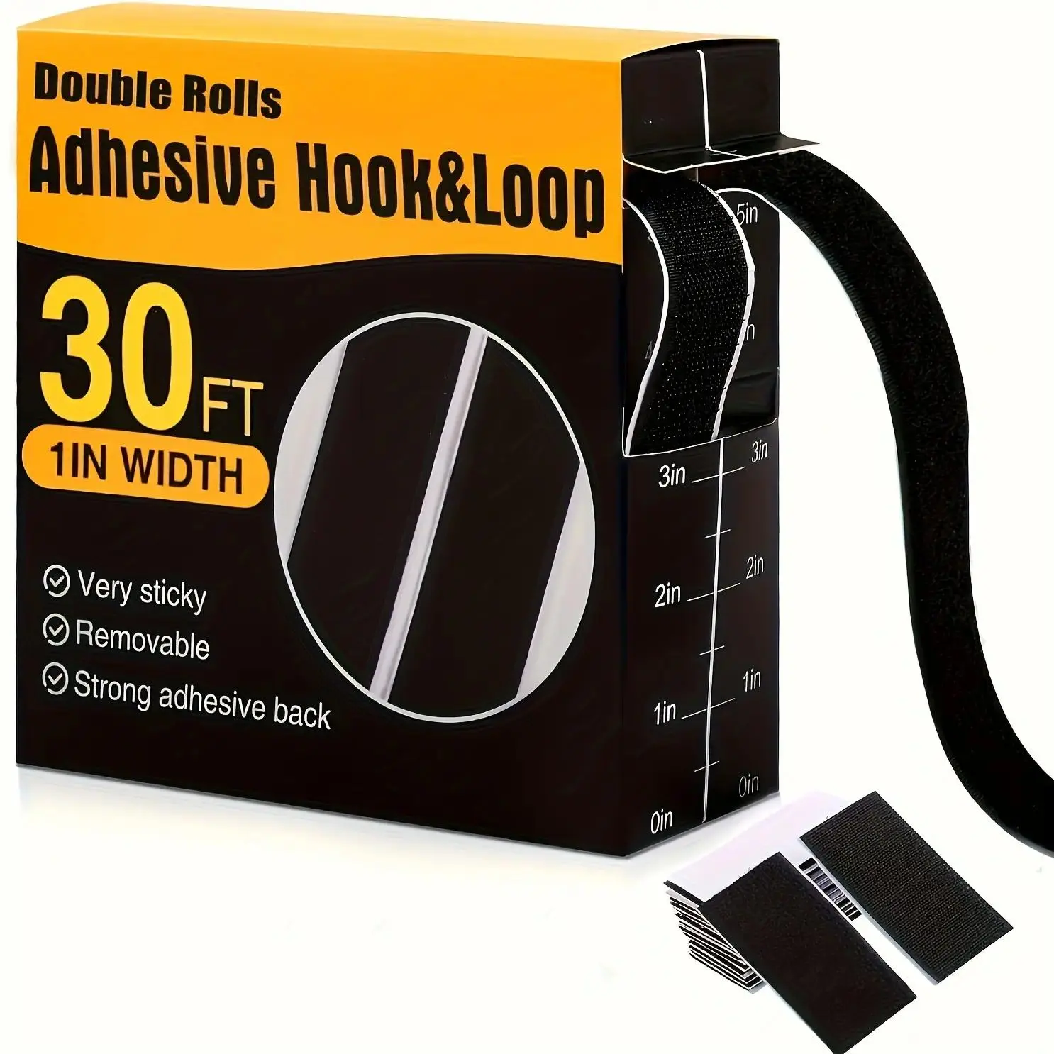 Industrial Strength Self-Adhesive Velcro Tape, Nylon, Removable Without Residue, Ideal for Home, Office, Outdoor Use