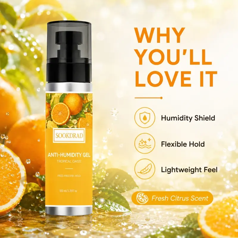 Anti-Humidity Gel, tropical orange, frizz-free firm hold, 100ml/3.38fl.oz