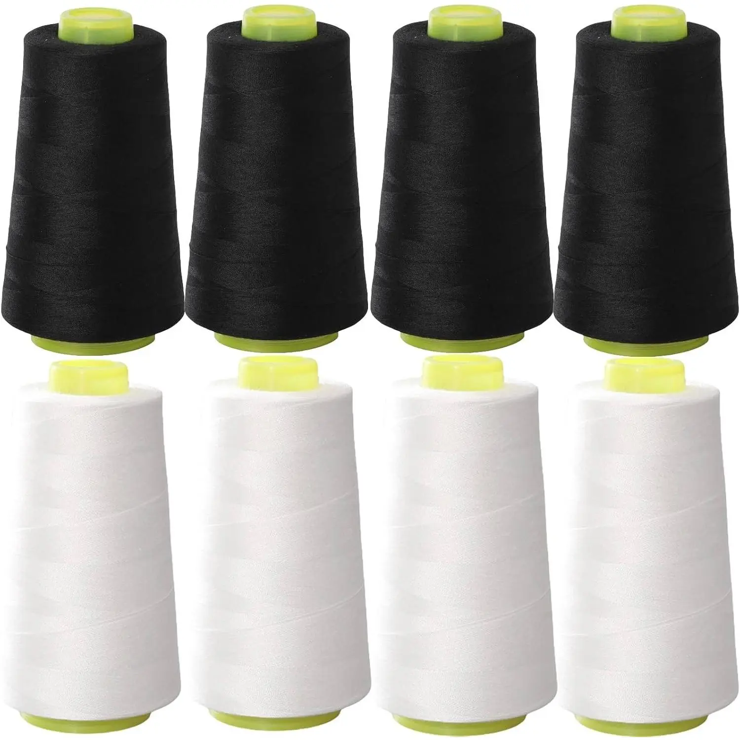 8PCS 40S/2 3000 Yard Spool All Purpose Polyester Black & White Sewing Serger Thread Cones
