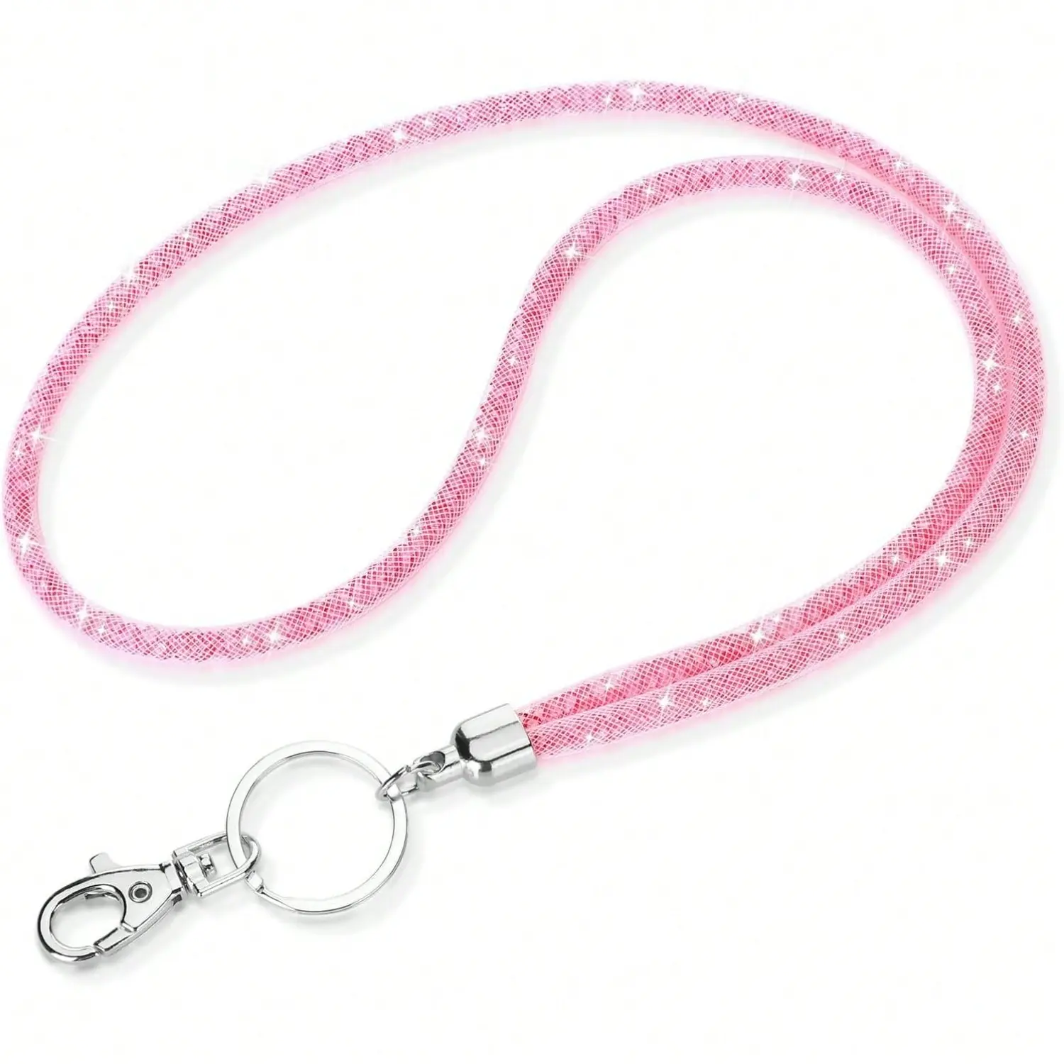 Women's Bling Rhinestone Lanyard - Crystal ID Badge Holder Neck Strap with Metal Clasp Keychains, ID Holders for Badges, Name Tag Lanyards for Students, Office Stationery Accessories