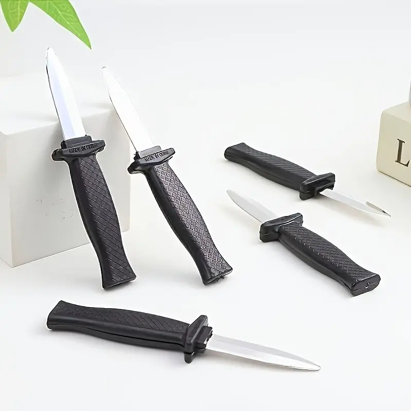 5pcs/10pcs/15pcs Mini Prank Knife Set, 4.72 Inch Extendable Fake Knife, Spring Mechanism, Comedy Props, Magic Performance Tools, Halloween