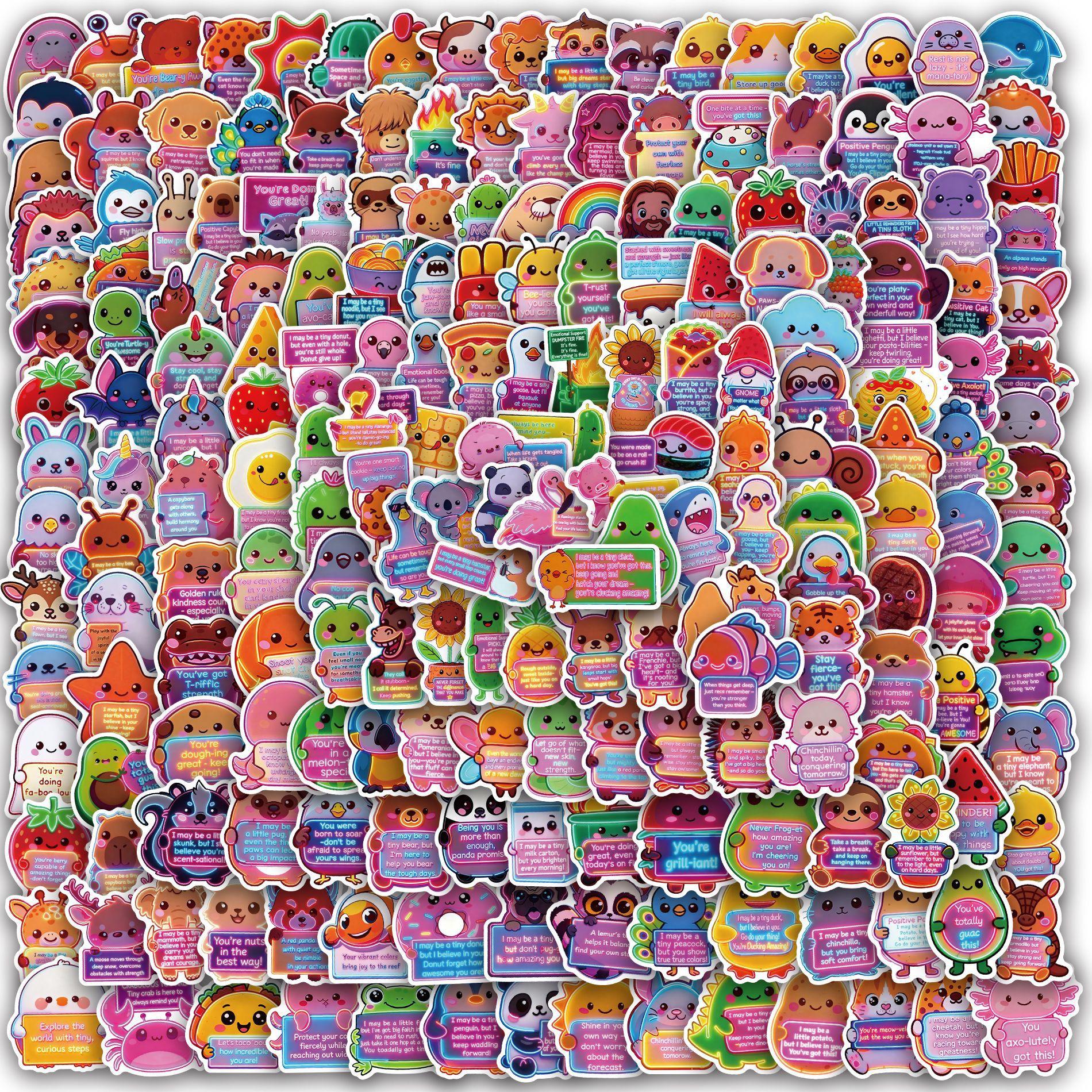 200Pcs Emotional Support Animal Stickers, Neon Funny Motivational Vinyl Decals Bulk for Laptop Water Bottle, Mental Health Inspirational Gifts for Teens Adults The ultimate mental health sticker haul!pure neon positivity to share with your besties!