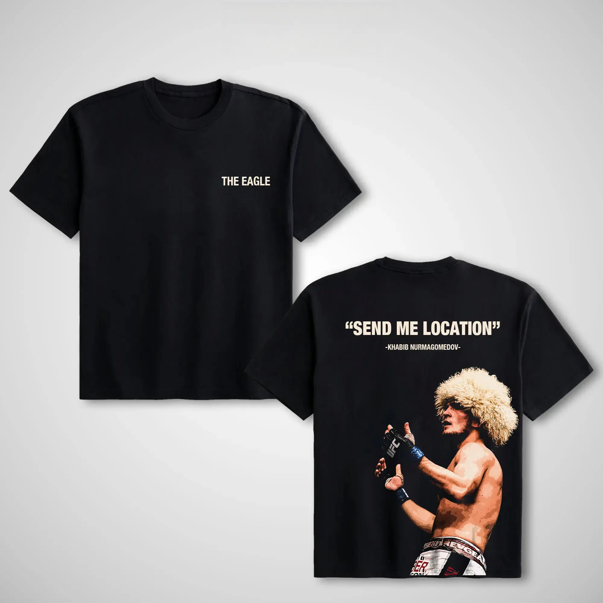 [ 🎉 100% Cotton]UFC Khabib Nurmagomedov "The Eagle" Unisex Soft Shortsleeve Round Neck Cotton Crewneck Streetwear Top T-Shirt, High-Quality Black Graphic Design Casual Apparel for UFC Fans, Tshirt, Fabrics