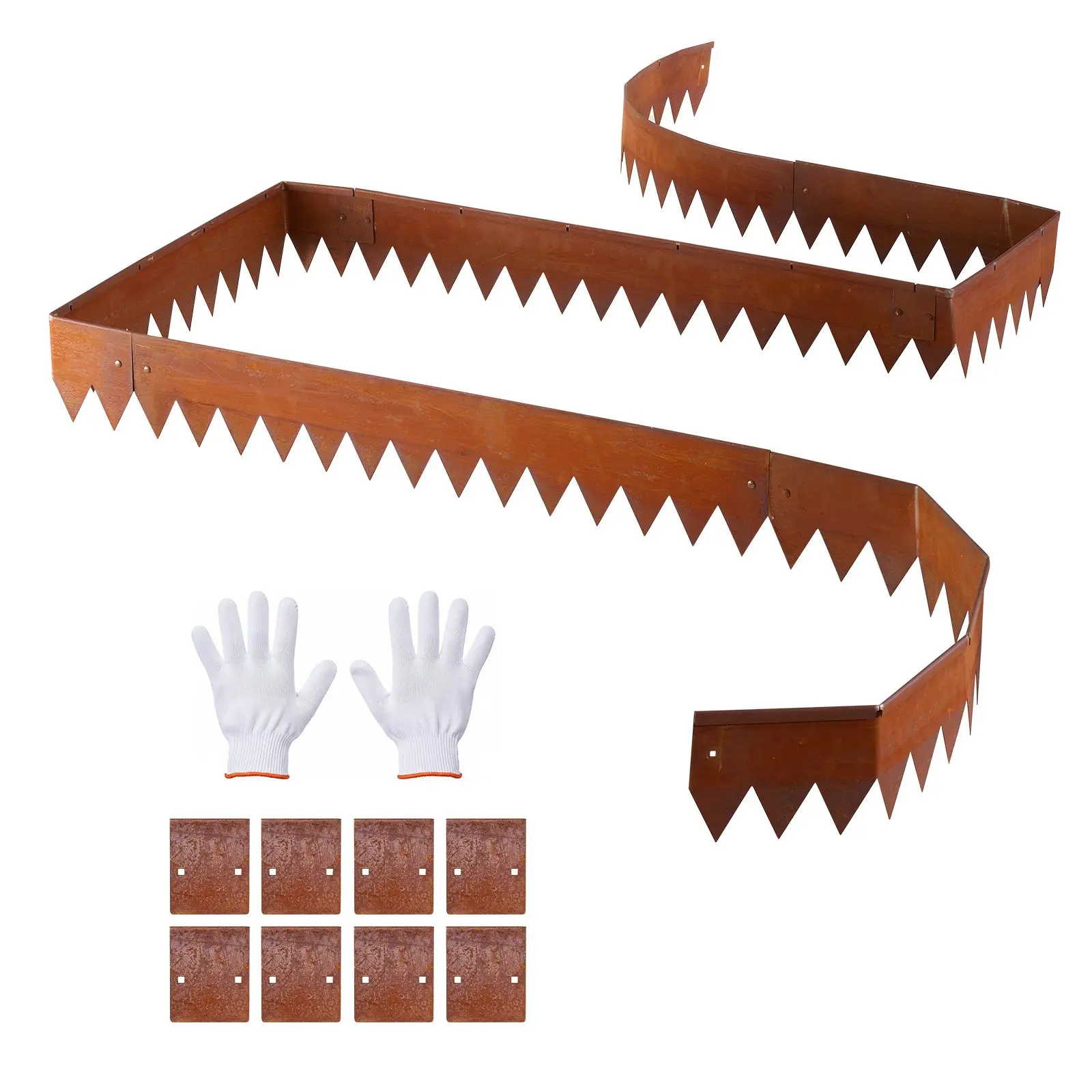 【DealsForYouDays】VEVOR Corten Steel Landscape Edging, 6-Pack 40x 6 Inch Metal Edging for Landscaping with 8 Connecting Plates, Bendable Metal Garden Edge Border for Flower Bed, Yard Pathway, Rust