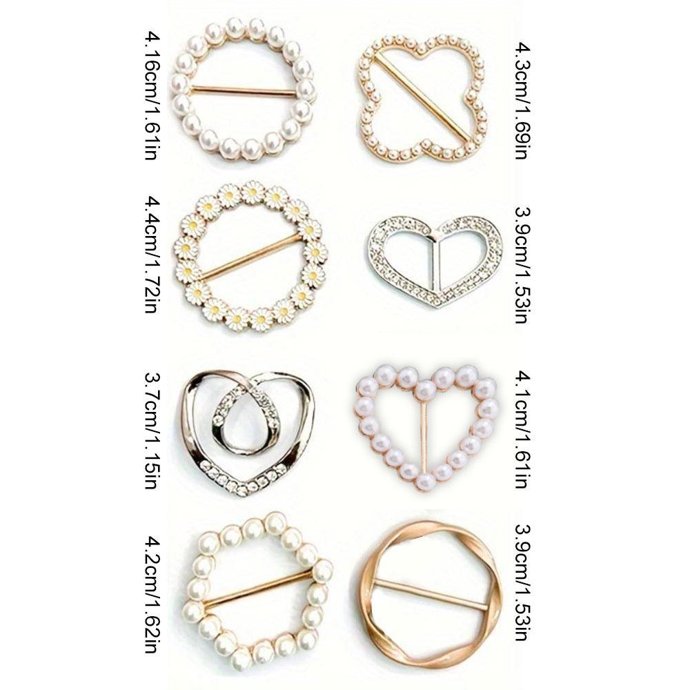 Artificial Pearl Brooch Set, 8 Counts/set Hollow Out Brooch for jackets, sweaters, DIY Clothing Accessories for Women & Girls