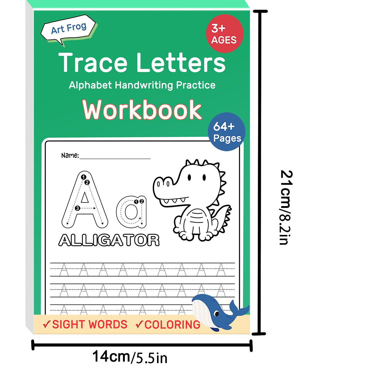 64 Page Alphabet Practice Book for Kids, Tracing Preschool Books, Cute Cartoon Design, Back-To-School Supplies, Easter & Christmas Gift, Durable Paper Pages, Learning Materials