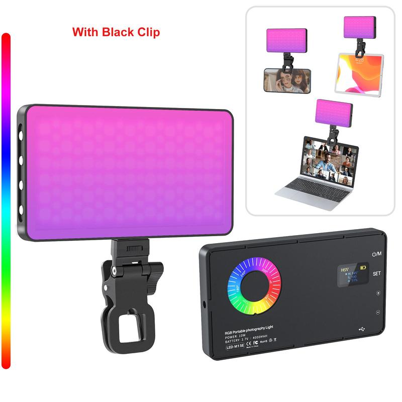 Portable Photography Fill Light Kit, 360° RGB Soft Fill Light with LCD Display Suitable for Live Streaming, High Capacity Photographic Fill Light for Camera