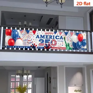 American Independence Day Banner, 250th Anniversary Decoration, Bald Eagle Freedom Flag, Blue Patriotic Backdrop, 240cm*45cm